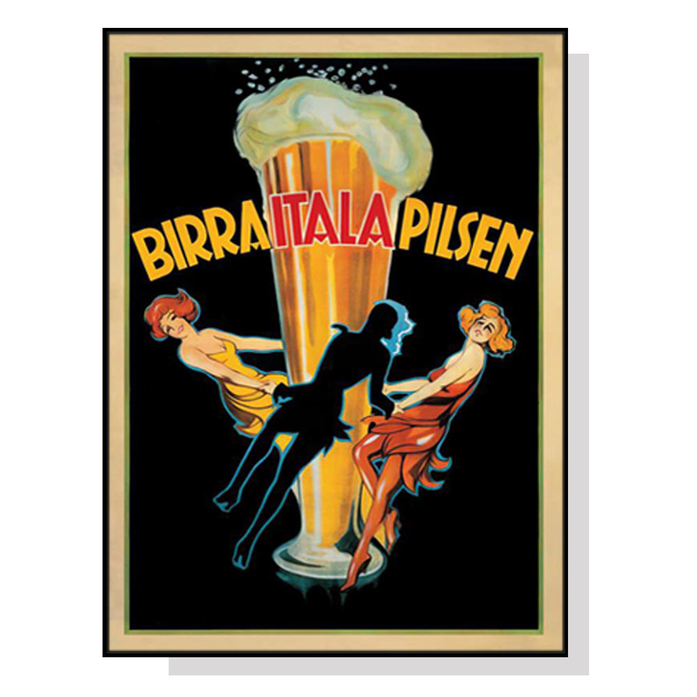 V207-1800-81927-00 Wall Art 60cmx90cm Birra Itala Pilsen Black Frame Canvas - Image 1