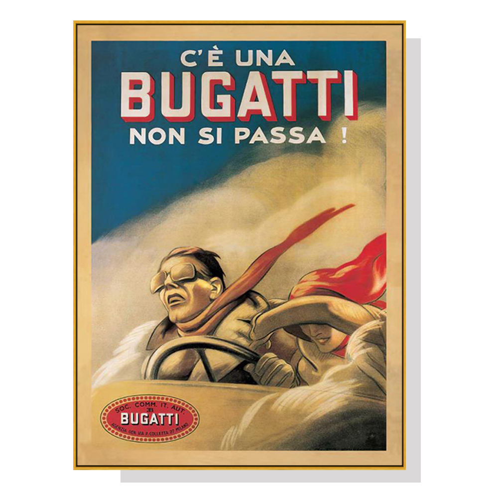 V207-1834-81980-00 Wall Art 80cmx120cm Bugatti Gold Frame Canvas - Image 1