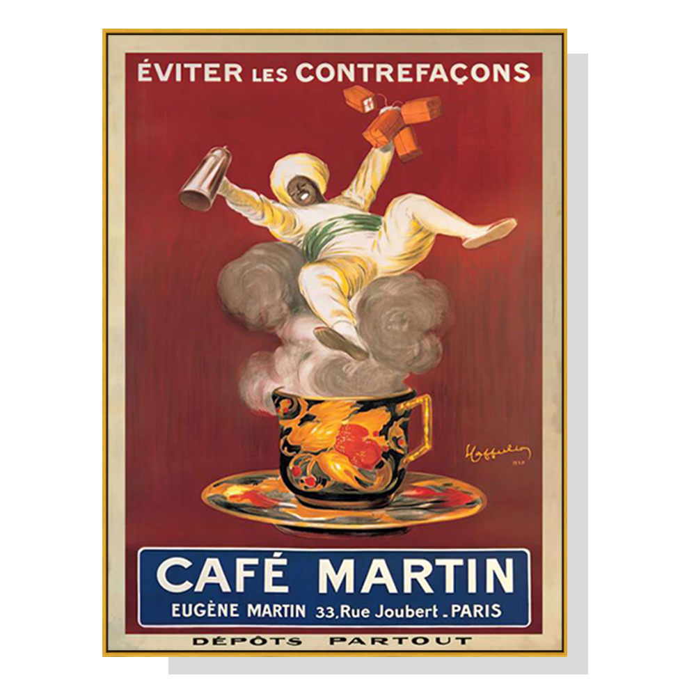V207-18472-130811-00 Wall Art 90cmx135cm Cafe Martin Gold Frame Canvas - Image 1