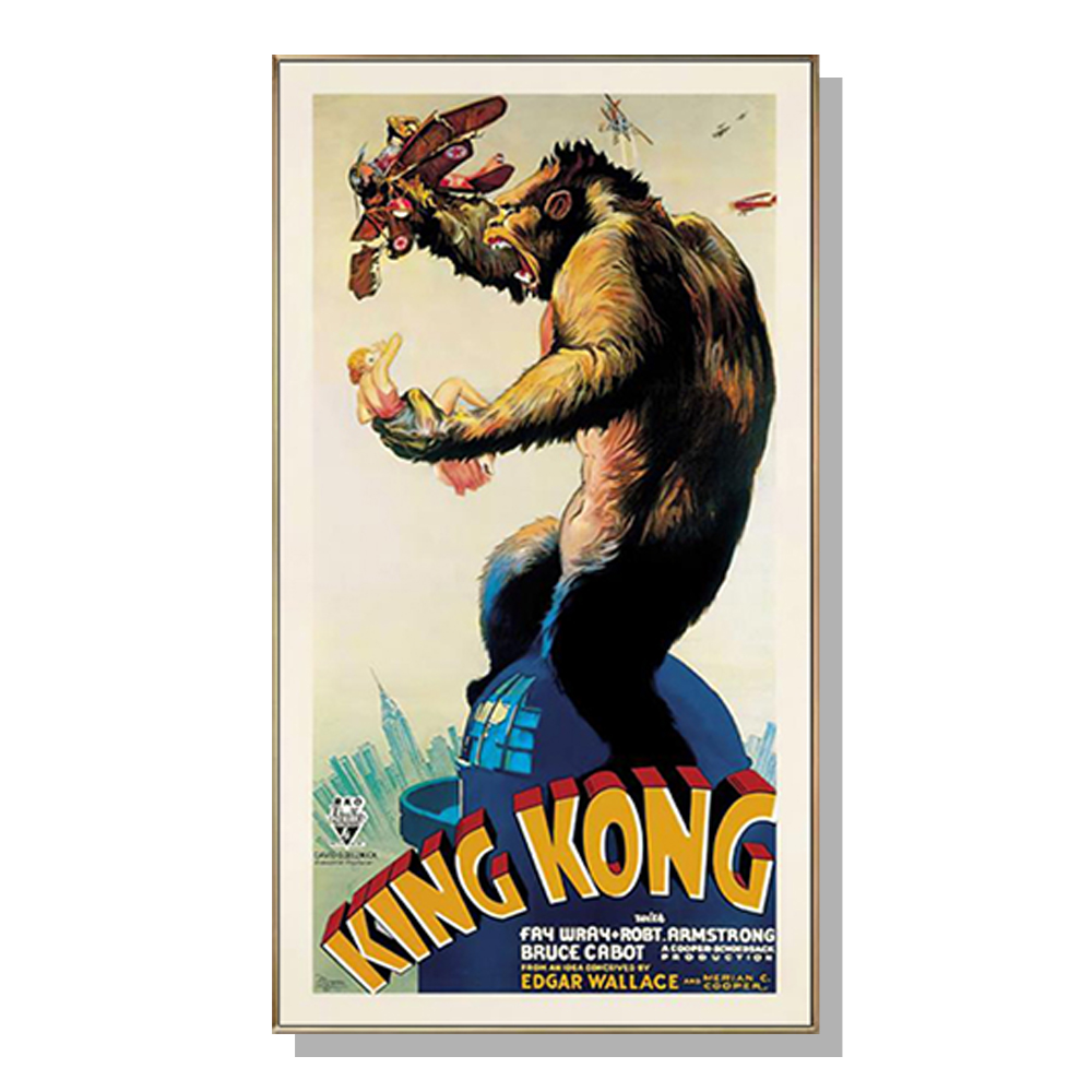 V207-1875-83911-00 Wall Art 40cmx80cm King Kong 1933 Gold Frame Canvas - Image 1