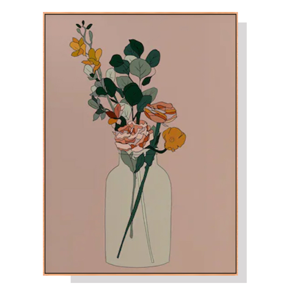 V207-1930-87082-00 Wall Art 80cmx120cm Boho Floral Wood Frame Canvas - Image 1
