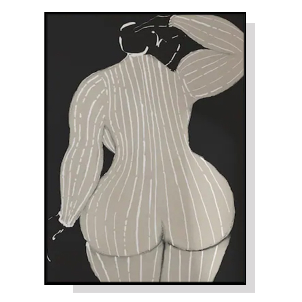 V207-1956-87365-00 Wall Art 60cmx90cm Mid Century Lady Black Frame Canvas - Image 1