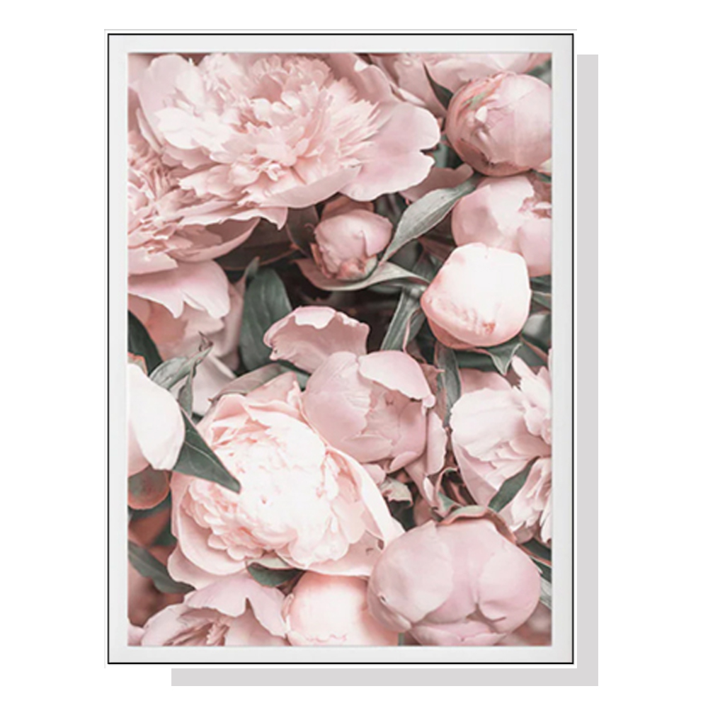 V207-19742-97725-00 Wall Art 90cmx135cm Peony White Frame Canvas - Image 1