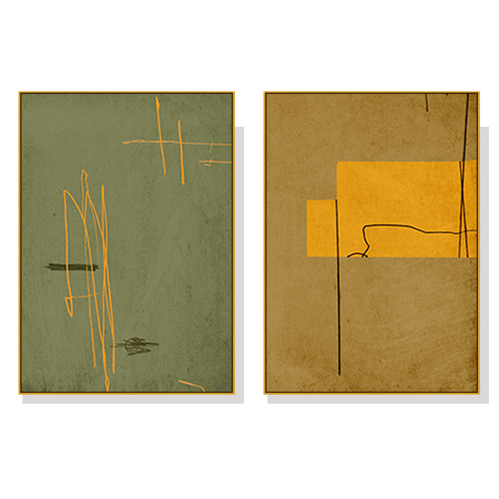 V207-20494-97618-00 Wall Art 100cmx150cm United Study 2 Sets Gold Frame Canvas - Image 1