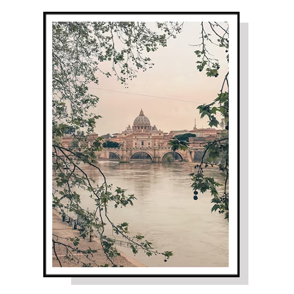 V207-2180-91374-00 Wall Art 70cmx100cm Rome City Black Frame Canvas - Image 1