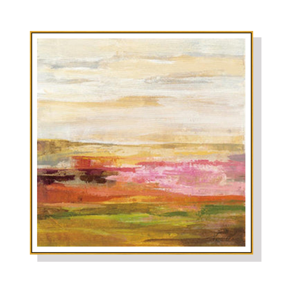V207-2197-90227-00 Wall Art 60cmx60cm Blooming Field Gold Frame Canvas - Image 1