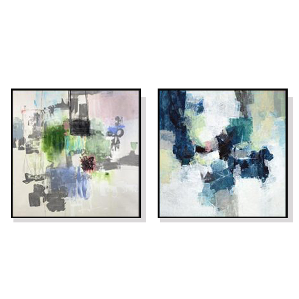 V207-22004-96734-00 Wall Art 100cmx100cm Blue Crushers 2 Sets Black Frame Canvas - Image 1