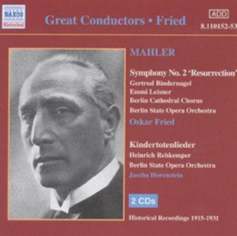 V210-2183044-202507021510-00 Mahler Sym No 2: Kindertot - Fried:Horenstein:Berlin Soo Cd Album - Image 1