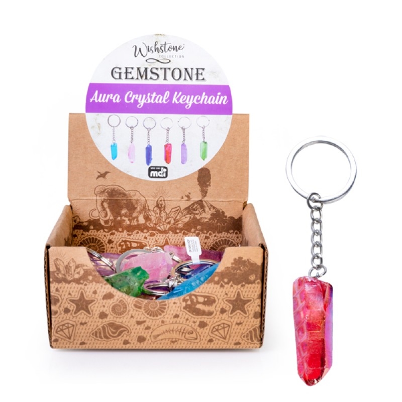 V210-2698007-89391-00 Gemstone Aura Quartz Point Keychain (SENT AT RANDOM) - Image 1