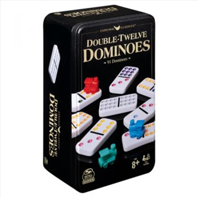 V210-2885748-202502241534-00 Classic Double 12 Coloured Dominoes with Mexican Train in Tin - Image 1