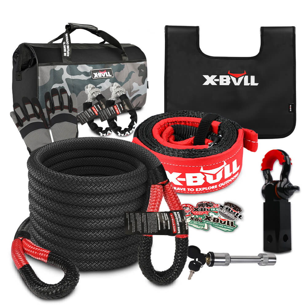 V211-AU-XBRK012XBRK013-97308-00 X-BULL Recovery Kit Kinetic Recovery Rope With Hitch Receiver 5T Recovery Receiver - Image 1