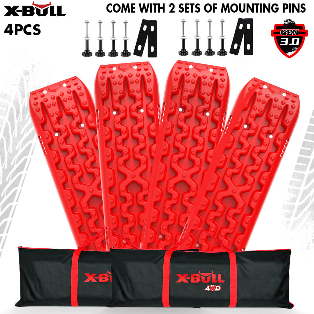 V211-AU-XBRT006-2-90245-00 X-BULL Recovery tracks Boards 10T 2 Pairs Sand Mud Snow With Mounting Bolts pins Red - Image 1
