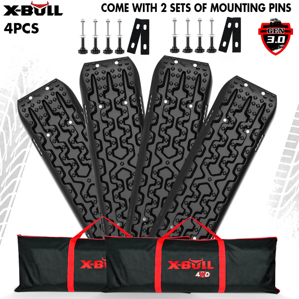 V211-AU-XBRT009-2-90243-00 X-BULL Recovery tracks Boards 10T 2 Pairs Sand Mud Snow With Mounting Bolts pins Black - Image 1