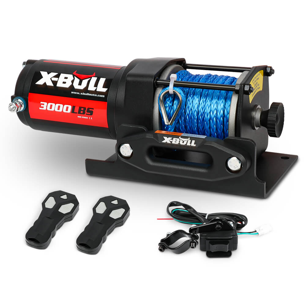 V211-AUEB-AXEW002B-95604-00 X-BULL 12V Electric Winch 3000LB ATV Winch Boat Trailer Winch Synthetic Rope - Image 1