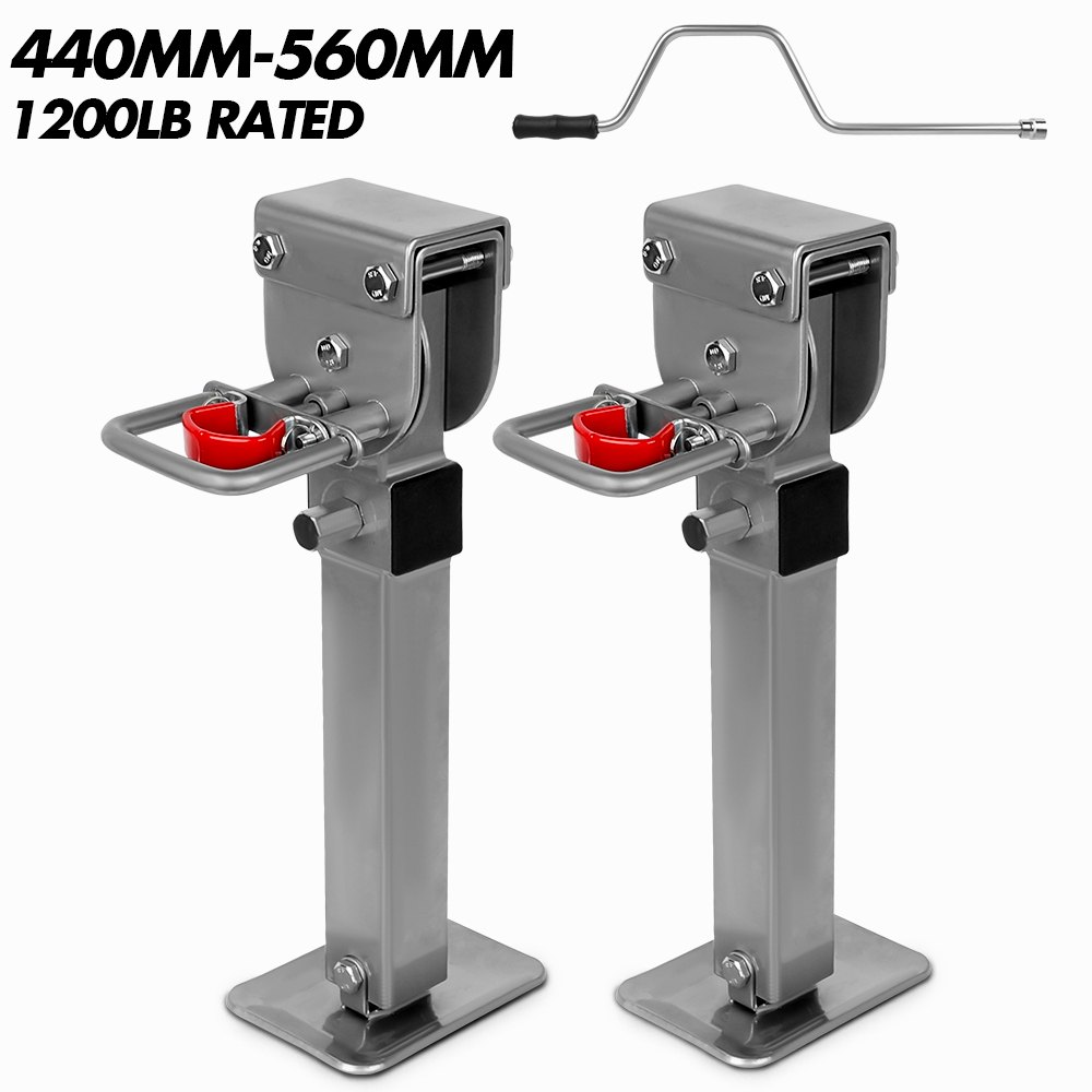 V211-AUEB-CL002-189564-00 X-BULL Drop Down Corner Legs 440MM- 560MM Caravan Corner Stabilizer 1200LBS 2PCS Silver - Image 1