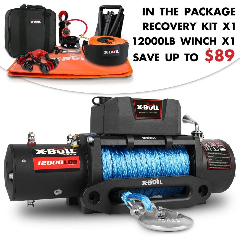 V211-AUEB-XBEW006XBRK011V-159175-00 X-BULL Electric Winch 12000LB/5454kg 12V With 4WD Recovery Kits 11 PCS Offroad - Image 1