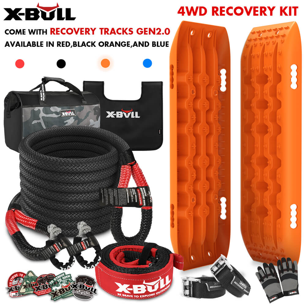 V211-AUEB-XBRK013ST004N-174794-00 X-BULL 4X4 Recovery Kit Kinetic Recovery Rope Snatch Strap With 2PCS Recovery Tracks 4WD Gen2.0 - Image 1
