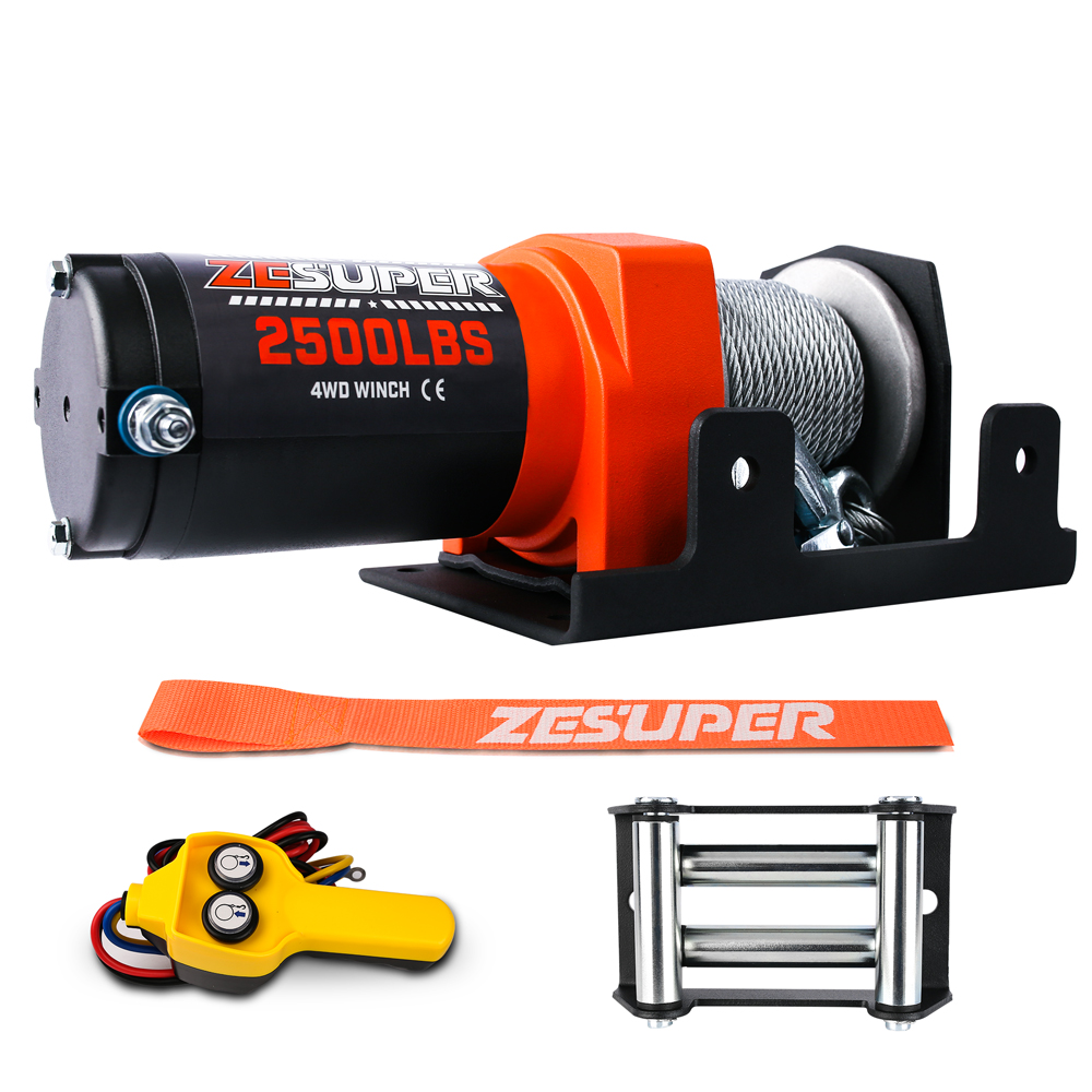 V211-AUEB-ZEEW001-84319-00 ZESUPER Electric Winch 2500LBS/1134KG 12V 15.2M Steel Cable ATV UTV 4WD 4X4 Boat - Image 1