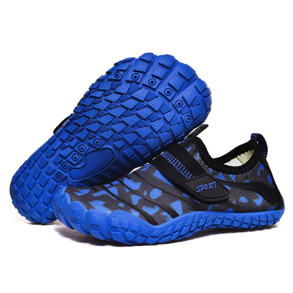 V213-02WS-A-K-BLU2_43SDYmC_1 Kids Water Shoes Barefoot Quick Dry Aqua Sports Shoes Boys Girls (Pattern Printed) - Blue Size Bigkid US2=EU32 - Image 1