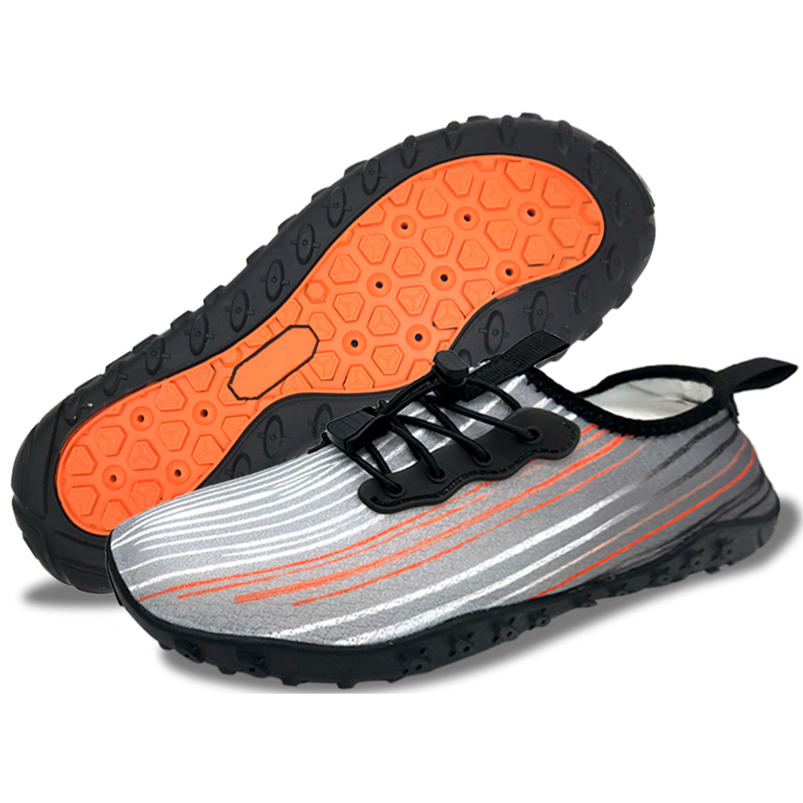 V213-05WS-A-G-GRY85-PuziFsn-00 Water Shoes for Men and Women Soft Breathable Slip-on Aqua Shoes Aqua Socks for Swim Beach Pool Surf Yoga (Grey Size US 8.5) - Image 1