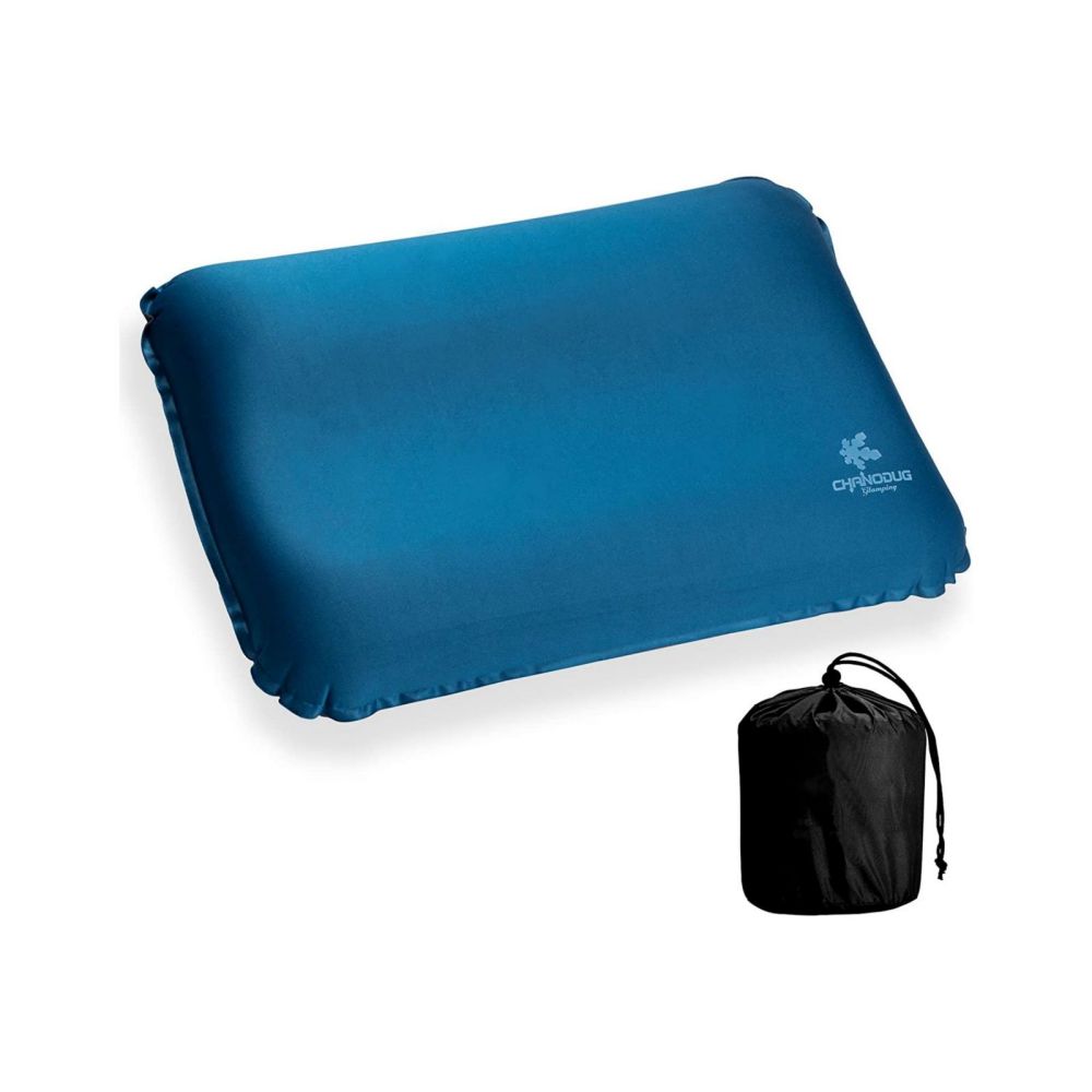 V213-PILLOW-A-BLUE_f6uZL4x_1 Self Inflating Camping Pillow with Ergonomic 4D Support - Blue - Image 1