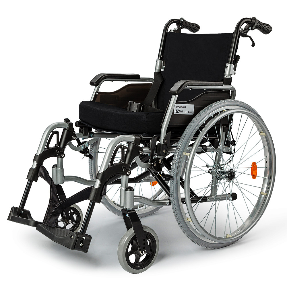 V219-AGCWCREMQA06Q-73717-00 EQUIPMED 24 Inch Portable Folding Wheelchair 24" Mobility Wheel Chair Alloy, Senior Elderly Aid - Image 1