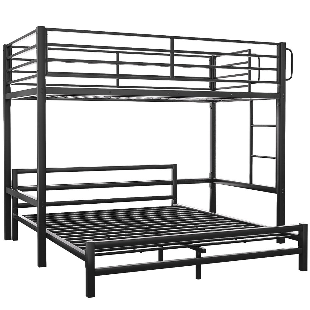 V219-BEDBBBKSL8GA-202506190753-00 KINGSTON SLUMBER Single Loft Bed And Double Underbed, Multifunctional, Space Saving with Fixed Ladder, Matte Dark Grey - Image 1