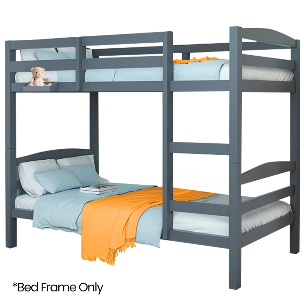 V219-BEDBFSKS14GA-202505071543-00 KINGSTON SLUMBER Single Bunk Bed Frame, Solid Pine 2-in-1 Modular Design, Converts to 2 Single Beds, For Kids, Grey - Image 1