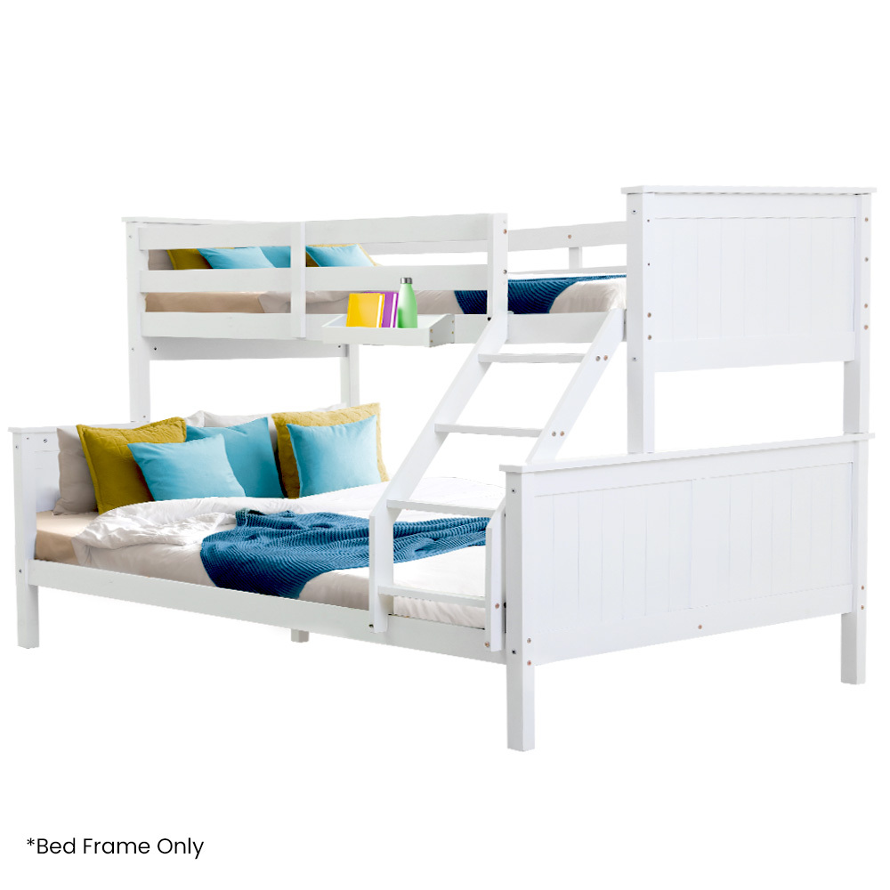 V219-BEDDBBKS03WA-202505071543-00 Kingston Slumber Triple Wooden Single Over Double Bunk Bed Frame for Kids, Convertible Design, White - Image 1