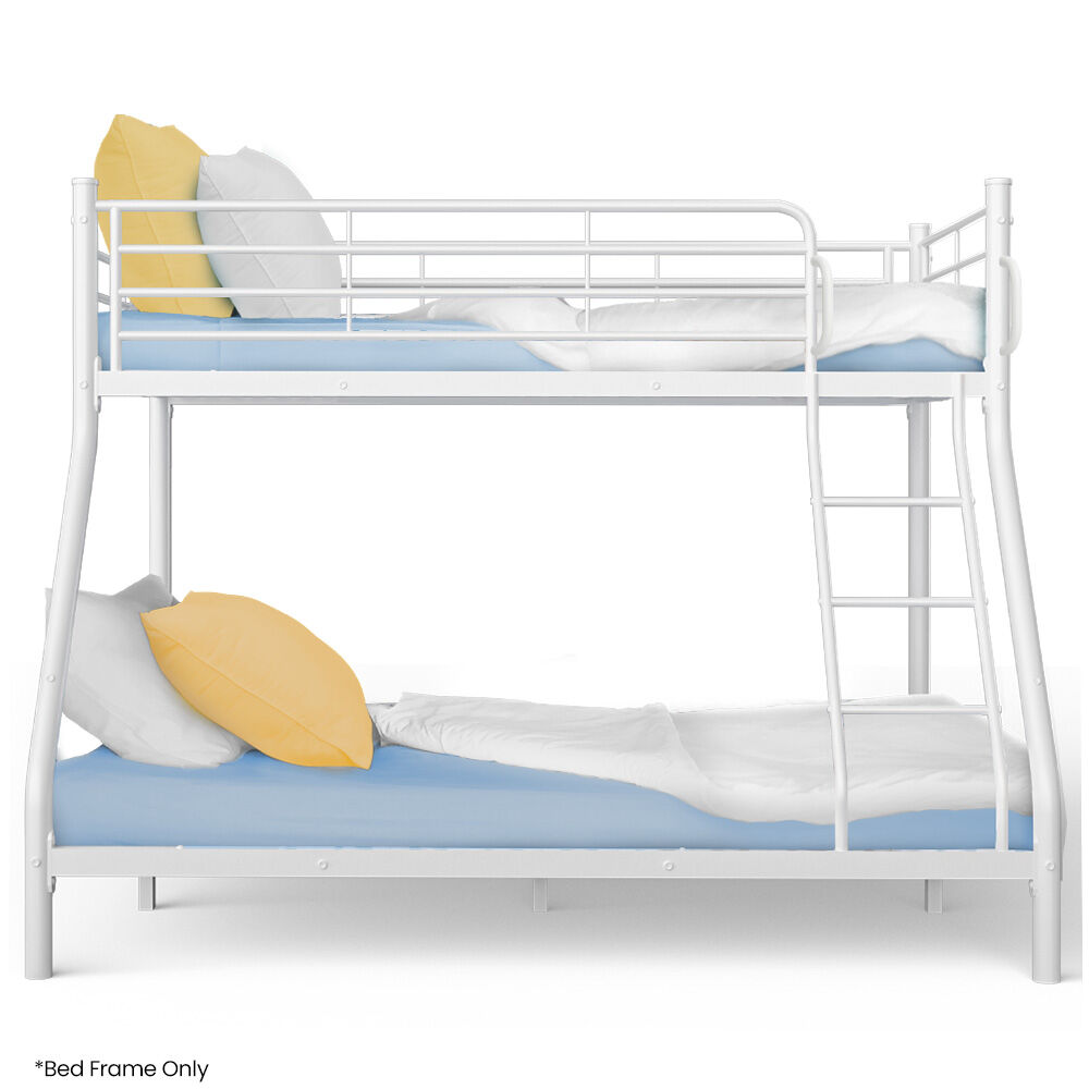 V219-BEDDBBKS2MWA-202505071545-00 KINGSTON SLUMBER Single over Double Metal Bunk Bed Frame, Matte White - Image 1