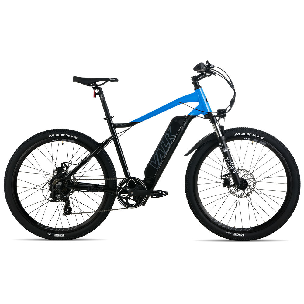 V219-BIKEMBVAM74A-225460-00 2023 Valk MX7 Electric Bike Medium frame Mountain ebike, Black and Blue - Image 1