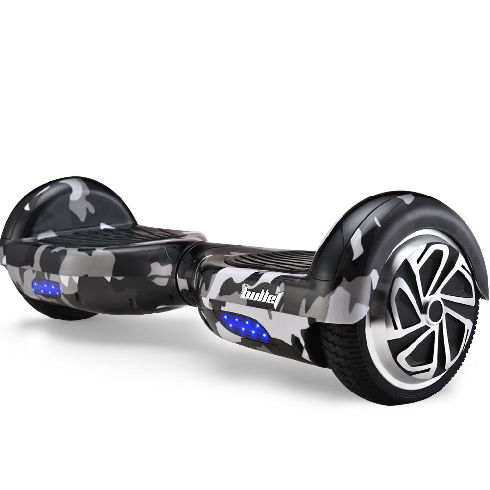 V219-BLHSTY01A-73783-00 BULLET Electric Hoverboard Scooter 6.5 Inch Wheels, Colour LED Lighting, Carry Bag, Gen III Camo Grey - Image 1