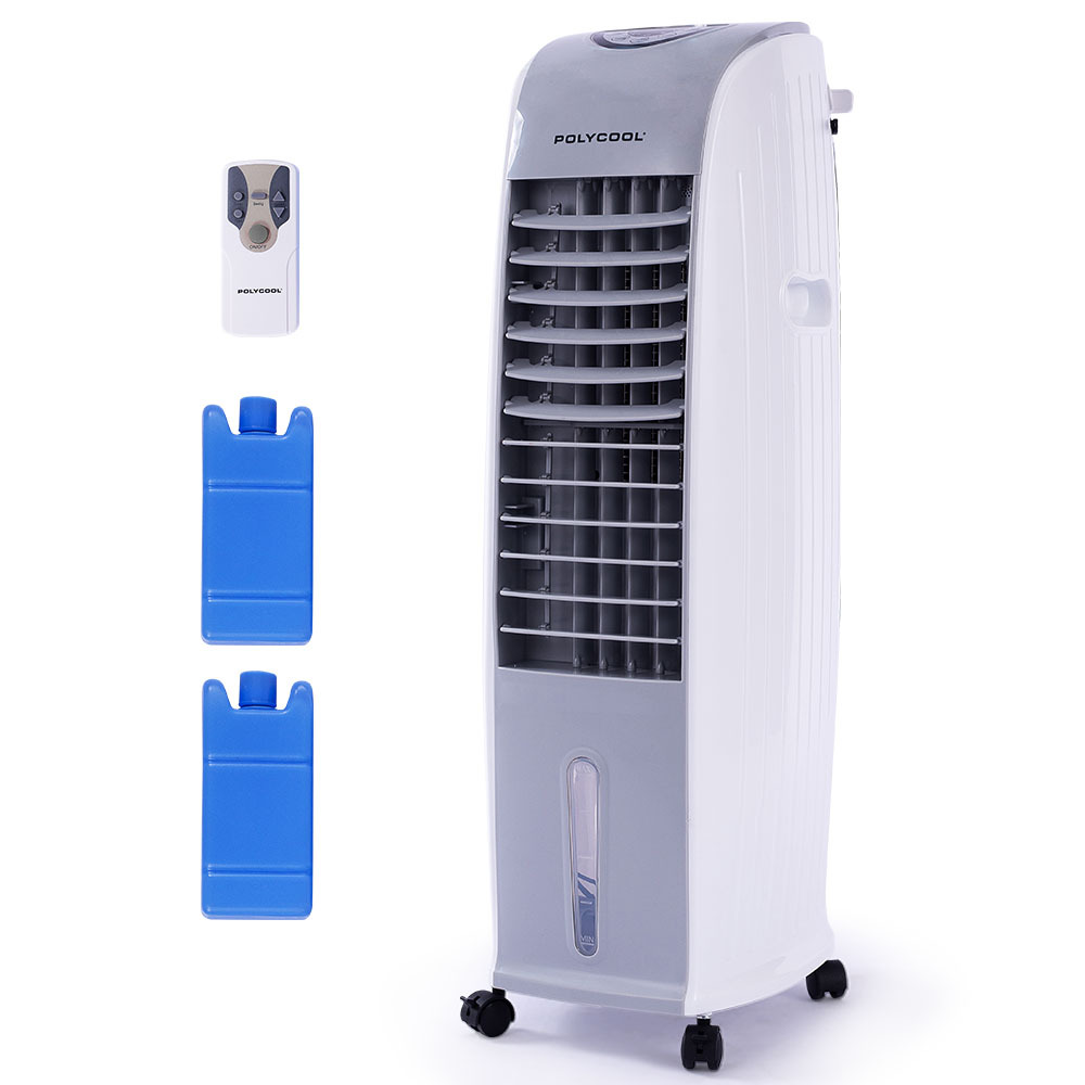 V219-COLECLPYD4GA-73844-00 POLYCOOL 8L Portable Evaporative Air Cooler 24 Hour Timer 4 in 1 Cooling Fan, Grey and White - Image 1