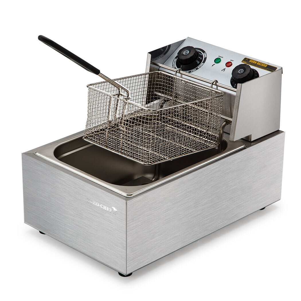 V219-FRYER-1TANK-44407-00 EuroChef Commercial Electric Deep Fryer Frying Basket Chip Cooker Fry Scoop - Image 1