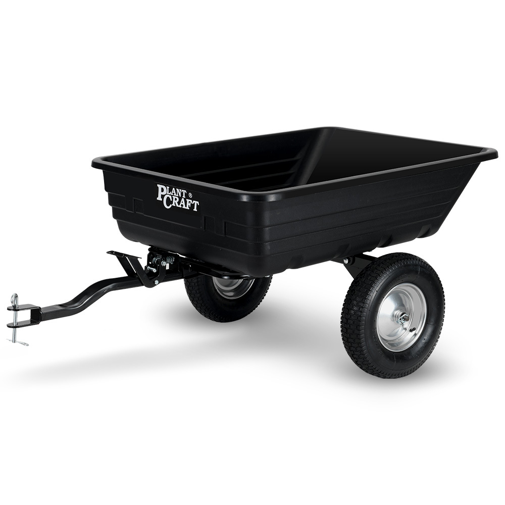 V219-GDTPCRPCTD6A-225598-00 PlantCraft Poly Dump Cart, 272kg Load Heavy Duty Tipper Trailer, 16-inch Tyres, for Ride-on Lawn Mower Tractor, ATV, Quad Bike - Image 1
