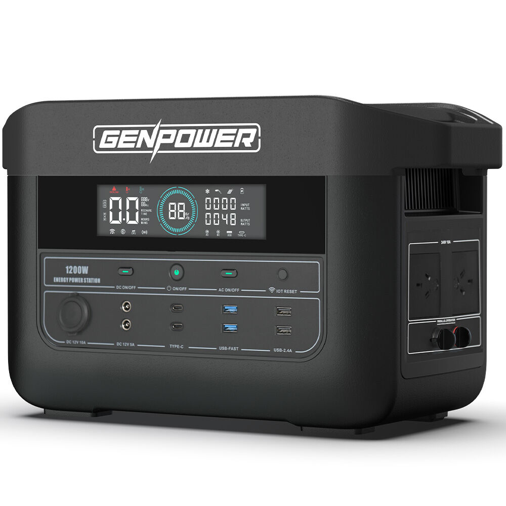V219-GENPSTGN1M2A-225532-00 GENPOWER 1200W Portable Lithium Power Station 1075Wh LiFePo4, Multiple Voltage Output, 15W Wireless Charger, Ideal for Camping, Home Backup and Power Tools - Image 1