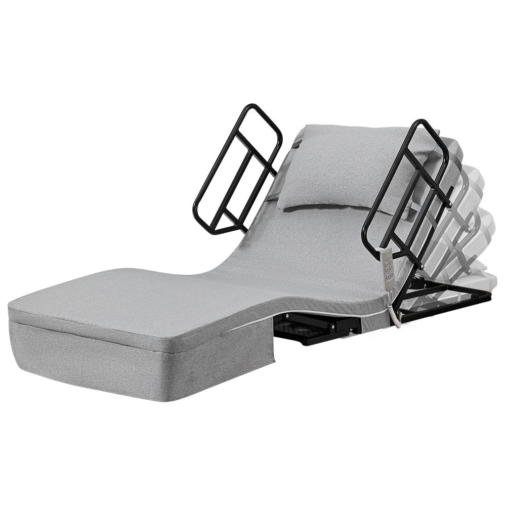 V219-HBRELEEQBD5A-202506251903-00 Equipmed Electric Adjustable Bed, Backrest and Leg Adjustment German-Engineered Power Lifting with Remote Control, Grey - Image 1
