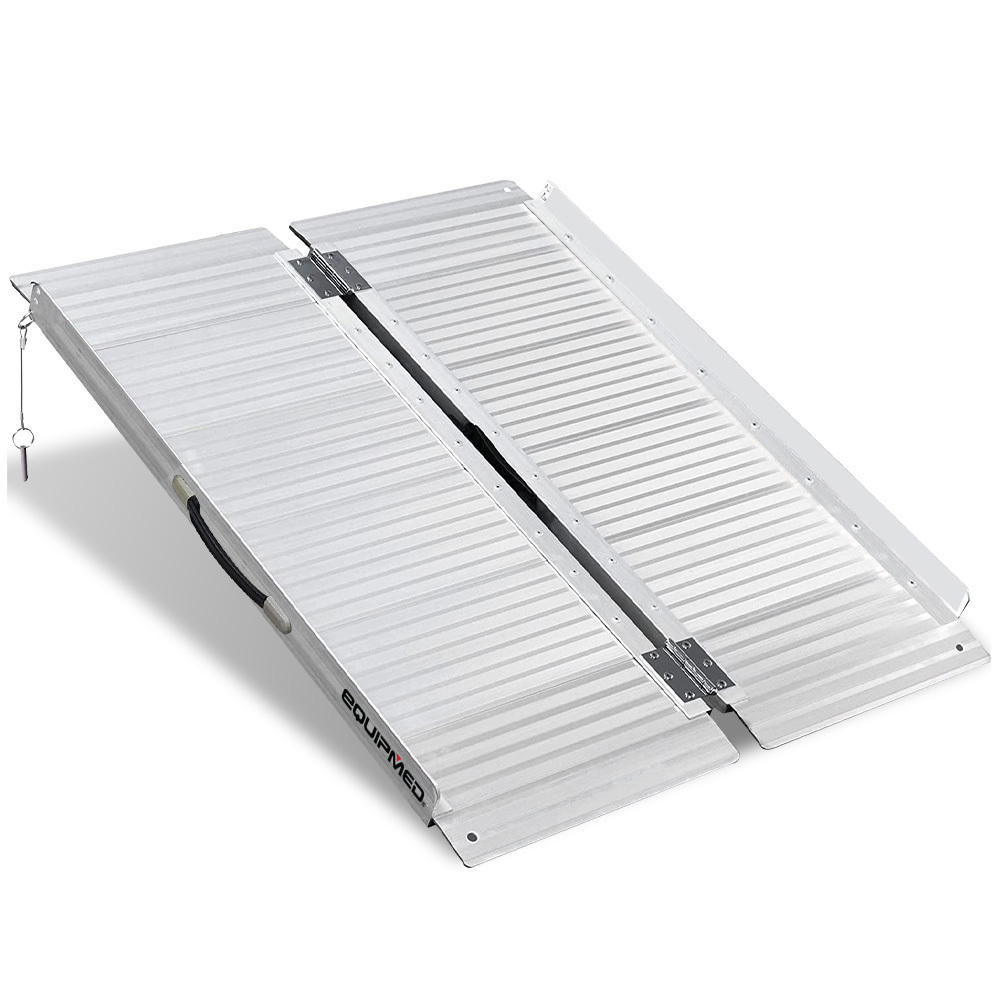 V219-HELRMPEQ09SA-74091-00 EQUIPMED 91cm Portable Folding Aluminium Access Ramp, 272kg Rated, for Wheelchair, Mobility Scooter, Rollator - Image 1