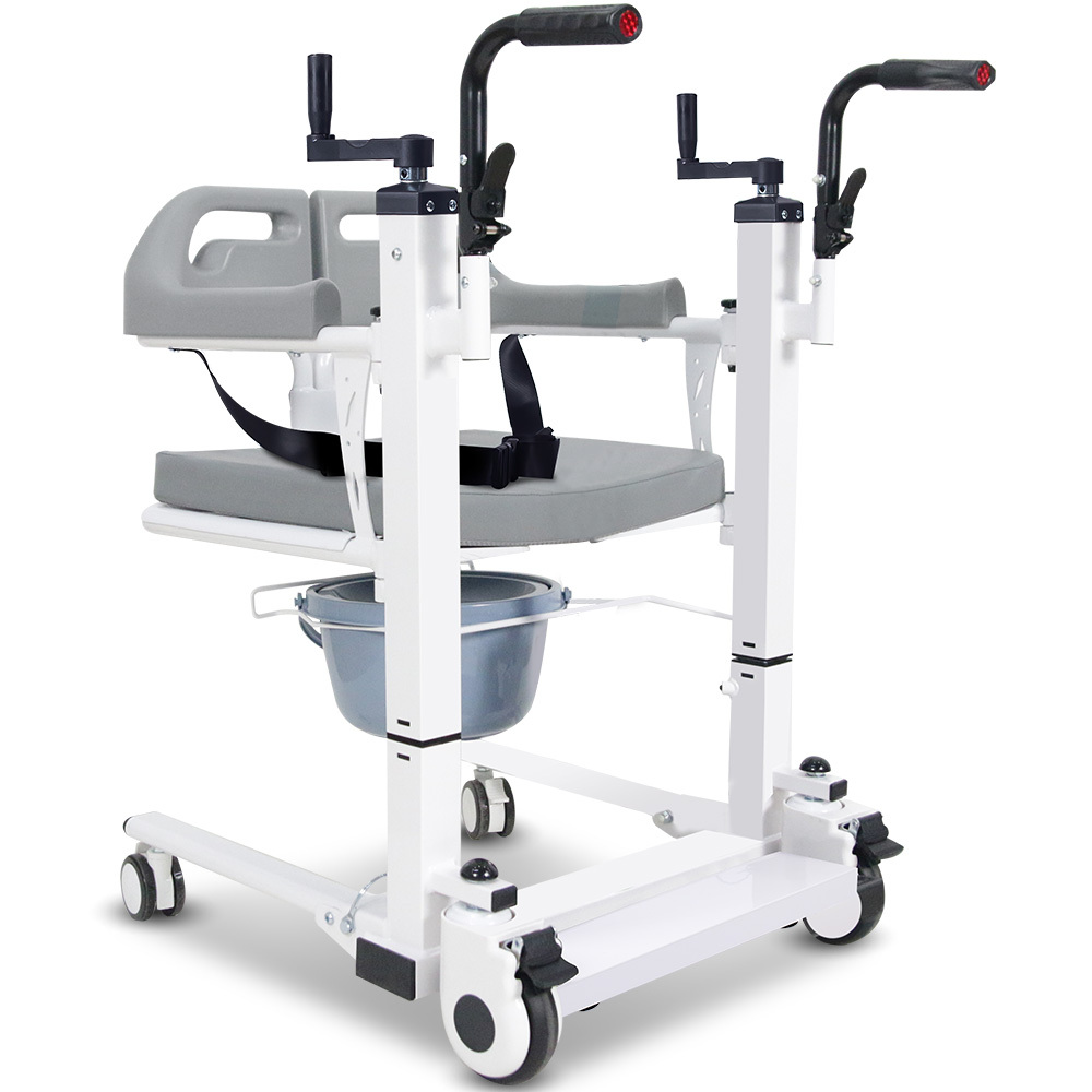 V219-HELTRNEQHT3A-225384-00 EQUIPMED 4in1 Patient Lift Transfer Chair, Manual Height Adjustment, Shower Compatible, Over Toilet, Removable Commode, for Seniors Elderly Disabled - Image 1