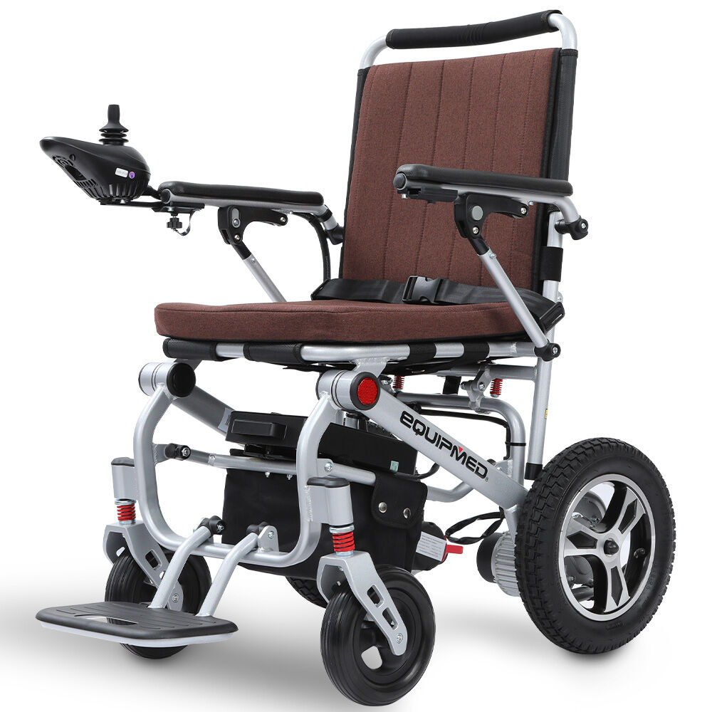 V219-HWCELEEQ15BA-225425-00 EQUIPMED Ultra-Light Power Wheelchair, Tight Turning, Airline Approved, ARTG Certified, Aluminium Frame, Lithium Battery, Brown - Image 1