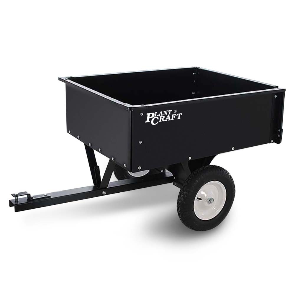 V219-MOWCRTPLTCSD1-74173-00 PLANTCRAFT 270kg Capacity Metal Dump Cart Garden Lawn Yard Farm Trolley, Tow Behind Ride on Mower - Image 1