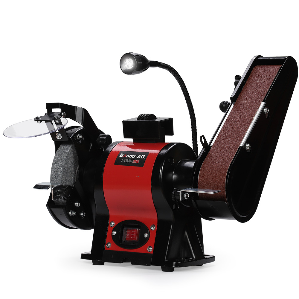 V219-SNDBELBMG35A-225677-00 BAUMR-AG Bench Grinder and Belt Sander Combo, 150mm Grinding Disc, 50 x 686mm Linisher, Brushless Motor, Worklight - Image 1