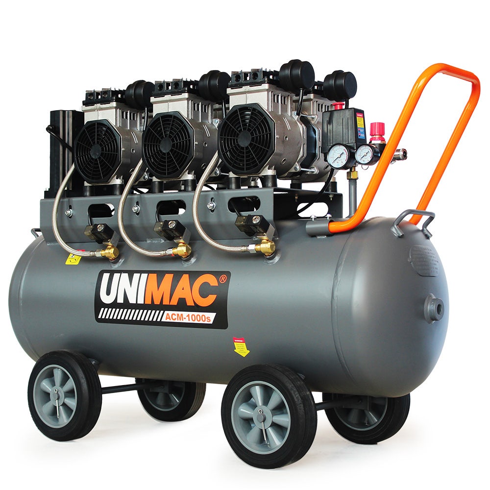 V219-TOLACMUM1M0FA-202507071130-00 UNIMAC 100L 4.5HP Silent Oil-Free Air Compressor, with Twin Nitto Outlets, 15A Plug - Image 1