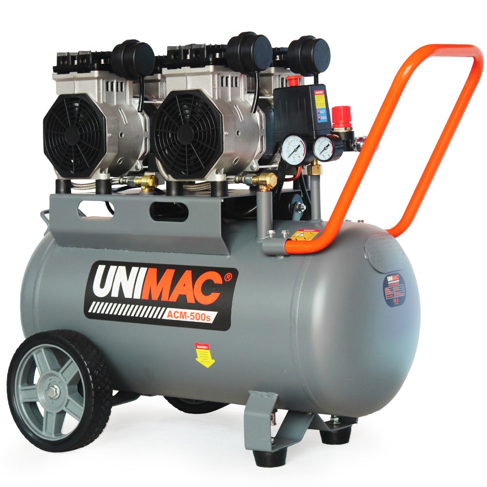 V219-TOLACMUM5C0FA-202507071133-00 UNIMAC 50L 3.0HP Silent Oil-Free Electric Air Compressor, Portable, Twin Nitto Outlets - Image 1