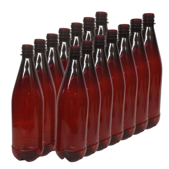 V225-8885-85678-00 750ml Amber PET beer bottle with caps x 16 - Image 1