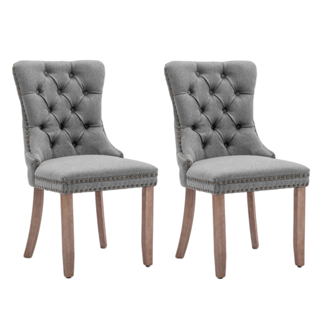 V226-SW6801GY-c08c15_a7f3ed3415e74340806b56ad9cba250a_mv2-00 AADEN Modern Elegant Button-Tufted Upholstered Fabric with Studs Trim and Wooden legs Dining Side Chair-Gray - Image 1
