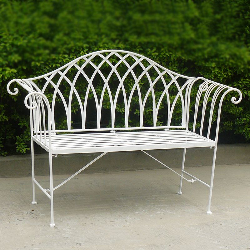 V231-MIB-71-202506031250-00 White Lavinia Iron Outdoor Bench - Image 1