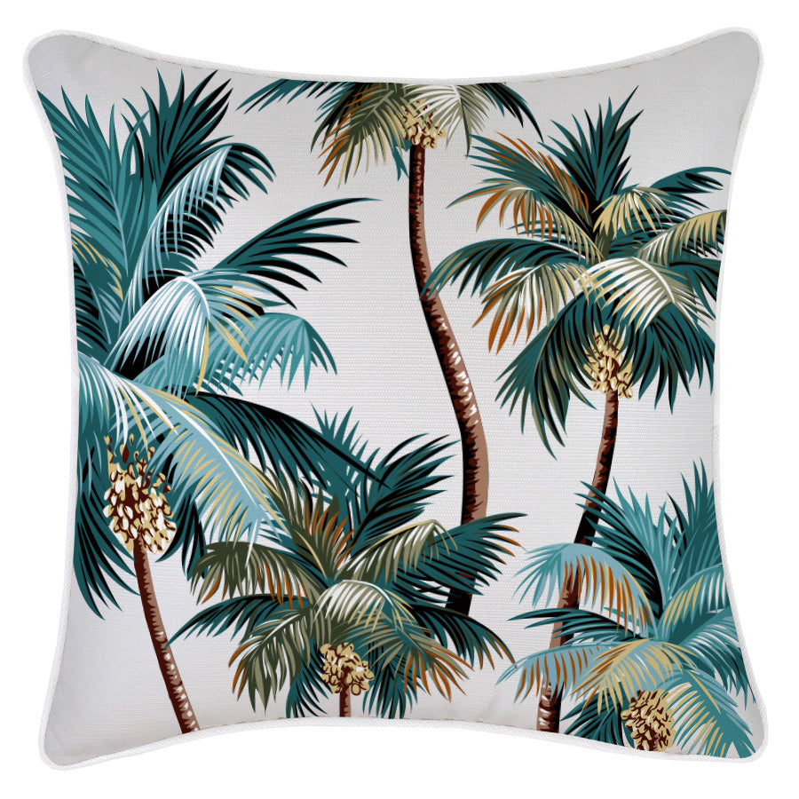 V236-EP12204602WP_EP12204602WP_Indoor-Outdoor-Cushion-Cover-Palm-Trees-White Cushion Cover-With Piping-Palm Trees White-45cm x 45cm - Image 1