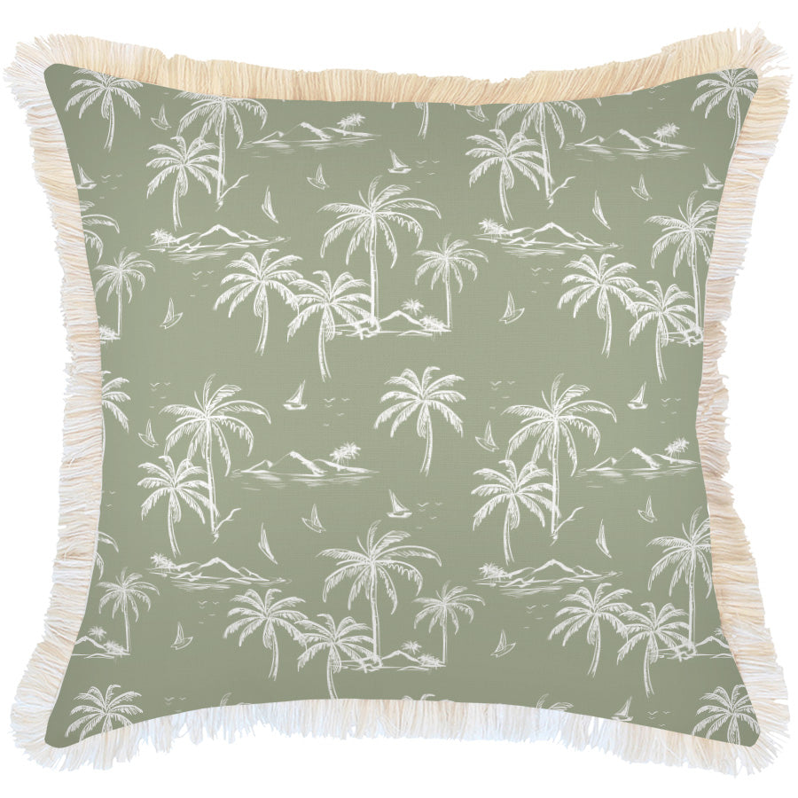 V236-EP13225703CF_EP13225703CF_Indoor-Outdoor-Cushion-Cover-Postcards-Sage Cushion Cover-Coastal Fringe Natural-Postcards Sage-60cm x 60cm - Image 1