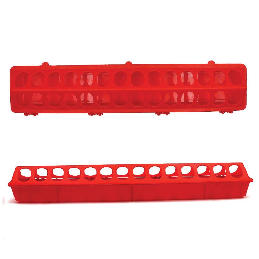 V238-SUPDZ-31390009393232-202507252200-00 50cm Long Poultry Feeder Chicken Feeding Trough Red Plastic Flip Top Container - Image 1